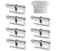 GERCAR Lot de 7 cylindres à bouton à fermeture identique, 7 cylindres de serrure 45/45, avec 35 clés, serrures de porte à cylindre avec fonction N+G, longueur : 90 mm, A:45 B:45
