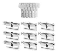 GERCAR Lot de 9 cylindres à bouton à fermeture identique, 9 cylindres de serrure 45/45, avec 45 clés - 90 mm - Serrures de porte à cylindre avec fonction N+G - fermeture identique - lot de 9 -