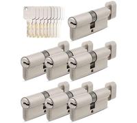 GERCAR Pro 7x Cylindres de serrure à bouton 40/40 ensemble à fermeture identique 7 cylindres avec bouton incl. 35 clés - 80 mm serrure de porte serrure à cylindre ensemble de 7 cylindres - Longueur