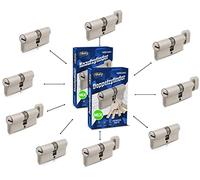 GERCAR Pro 9x cylindre serrure/barillet de porte profilé ou à bouton MIX 60/70/80/90 mm - combinaison libre de cylindres de tailles différentes avec la même clé - avec 45 clés - système OKS