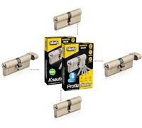 GERCAR Pro+ Cylindre de Serrure Débrayable - 4 cylindres profilés ou à bouton, combinaison libre de cylindres de tailles différentes avec la même clé - avec 20 clés - Configuration personnalisée