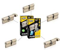 GERCAR Pro+ Cylindre de Serrure Débrayable - 5 cylindres profilés ou à bouton, combinaison libre de cylindres de tailles différentes avec la même clé - avec 25 clés - Configuration personnalisée