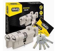 GERCAR Pro+, lot de 2 cylindres de serrure à bouton, à fermeture identique 35/35, cylindre de fermeture N+G avec bouton, serrure de porte avec protection anti-perçage, 10 clés, code, 70 mm, A:35 B:35