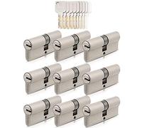 GERCAR Pro Lot de 9 demi-cylindres de serrure à fermeture identique, profilés pour porte avec 45 clés, serrures de porte, longueur : 60 mm, A : 30 B : 30, système de fermeture