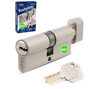 GERCAR Pro Système de fermeture MIX - 1x cylindre serrure/barillet à bouton 80 mm - peut être combiné avec des cylindres de différentes tailles - Avec 5 clés - Longueur : 80 mm, A: 40 B : 40