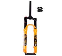 Gerenecic Fourche à Suspension pour VTT 26/27,5/29 Pouces, débattement de 120 mm, Frein à Disque Droit 1-1/8, Verrouillage Manuel QR Avant 9 mm (Couleur : Orange, Taille 26'')