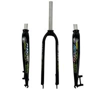 Gerenecic Fourche de vélo de Montagne ultralégère en Alliage d'aluminium 1-1/8" 26/27,5/29" avec Frein à Disque, Tube Droit sans Filetage de 28,6 mm (Noir Brillant, Vert, 29")