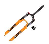 Gerenecic Fourche VTT 26/27,5/29 Fourches suspendues pour VTT Débattement 120 mm Air Tube Droit 28,6 mm Verrouillage Manuel Frein à Disque Avant 9 mm QR Vélo (Couleur : Orange, Taille 27.