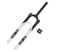 Gerenecic Fourche VTT 26/27,5/29 Pouces, Fourche Suspendue pour VTT, débattement 120 mm, Tube Droit 28,6 mm, Verrouillage Manuel, Frein à Disque Avant 9 mm, QR (Couleur : Blanc, Taille 27,5