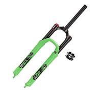 Gerenecic Fourche VTT 26/27,5/29 Pouces, Fourche Suspendue pour VTT, débattement 120 mm, Tube Droit 28,6 mm, Verrouillage Manuel, Frein à Disque Avant 9 mm, QR (Couleur : Vert, Taille 29 pou