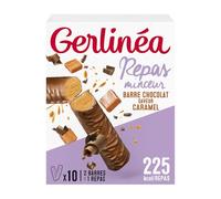 Gérez votre équilibre alimentaire en toute gourmandise avec GERLINEA Barre repas chocolat caramel, format box de 10 barres, 310g - Lot de 3