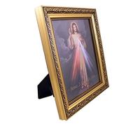 Gerffert Impression de la Divine Miséricorde Jésus Christ dans un cadre finition dorée de 33 cm
