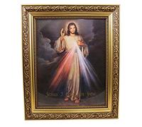 Gerffert Impression de la Divine Miséricorde Jésus Christ dans un cadre finition dorée de 33 cm