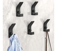 Gerhannery Crochet Mural, 5 Pièces Porte Manteau Mural, Pratique Murale Patères avec Vis Double Crochet Porte Manteau en Métal Coat Hooks pour Salle de Bain, Chambre, Armoire (Noir)
