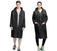 Gerhannery Poncho de Pluie avec Poches, 2 Pièces Impermeable Réutilisable Femme, EVA Cape de Pluie Léger pour Adultes Parfait pour Concerts Festivals (Noir)