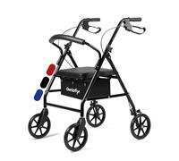 Geriafy - Déambulateur Pliable pour Seniors | Modèle Lambda Max | Rollator Roues XL (20 cm) et Dossier | Ajustement Supérieur et Freins à Poignées (Noir)