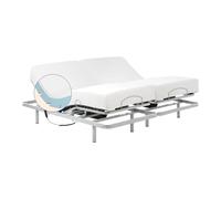 Geriafy - Lit Double Électrique 160x200 cm avec Deux Sommiers Indépendants | Matelas en Mémoire de Forme avec Housse en Tencel