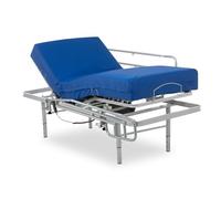 Geriafy - Pack Lit Électrique 80x200 cm | Pieds Réglables | Matelas Viscoélastique Imperméable | Barres de Lit Rabattables