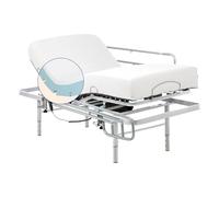 Geriafy - Pack Lit Électrique Renforcé avec Matelas Viscoélastique de 20 cm Tencel | Tissu Frais et Doux | Pieds Réglables en Hauteur | Barres de Lit (90x190 cm, Contrôle par câble)