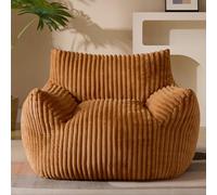Gericco Pouf géant en peluche pour adultes avec accoudoirs - Canapé pouf extra large et confortable pour salon, chambre à coucher et chambre à coucher - Orange