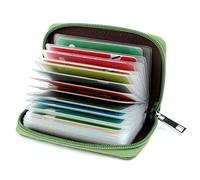 GERIINEER Porte Cartes de Crédit Femme Homme Cuir 26 Fentes (Vert)