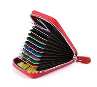 GERIINEER Porte Cartes de Credit Femme Homme Cuir (Rouge)