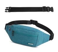 GERIINEER Sac Banane Homme Femme Ville De Sécurité pour Voyage Ou Outdoor Sport, Sacoche Banane de Sport Ceinture de Course avec Ceinture allongée de 30 cm (Bleu Sarcelle)