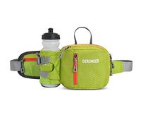 GERIINEER Sac Banane Homme Femme Ville De Sécurité pour Voyage Ou Outdoor Sport, Sacoche Banane de Sport Ceinture de Course avec Porte Bouteille (Vert)