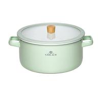Gerlach 1760 Casserole - 24 cm 5 L Casserole Émaillée - Tous Feux - Couvercle en Verre Trempé - Vert Pastel Natur Enamel