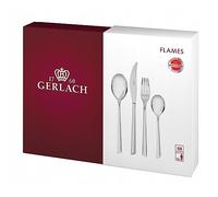 Gerlach 1760 Couverts 68 Pièces 12 Personnes Acier Inox Flames | Ménagère 68 pièces argentée, haute brillance, résistant à la corrosion, repas quotidiens et occasions spéciales