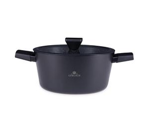 Gerlach 1760 Faitout Ø24 cm Tous Feux Dont Induction Revêtement Antiadhésif Ilag Xera Dur 2 Ceramic Couvercle En Verre Granitex