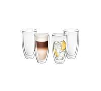 Gerlach 1760 Lot de 4 Verres à Double Parois - Tasses à Café Résistantes à la Chaleur - Transparentes 350 ml Flow