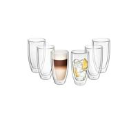 Gerlach 1760 Lot de 6 Verres à Double Parois - Tasses à Café Résistantes à la Chaleur - Transparentes 350 ml Flow