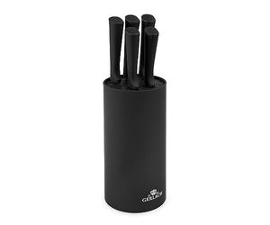 Gerlach 1760 Set Couteau Cuisine En Acier Inoxydable Ensemble De 5 Couteaux 1 x Couteau De Chef 1 x Couteau Japonais Santoku 2 x Couteau De Cuisine 1 x Couteau À Légumes 54-55 HRC Noir Smart Black