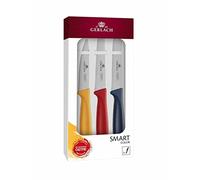 Gerlach 1760 Set Couteau Cuisine Ensemble De 3 Couteaux En Acier Inoxydable 1 x Couteau À Légumes 3,5" 1 x Couteau À Steak Dentelé De 4" 1 x Couteau De Cuisine Dentelé De 5" En Plein Air
