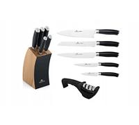 Gerlach Deco Black Set de Couteaux en bloc, Noir/Argent/Marron, 6 Pièces