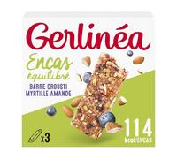 GERLINEA Barres Céréales Myrtille Amande - Encas Équilibré 3 x 31 g, Flocons d'Avoine et Protéines, Format Pocket - Lot de 3