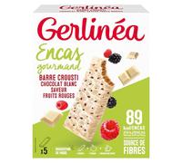 GERLINÉA - Barres Crousti Fruits Rouges - Gaufrettes Croustillantes - Encas Gourmand - Sans Gluten & Riche en Fibres - Boîte de 6 Barres, 90g