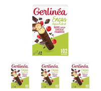 Gerlinéa - Barres Protéinées - Chocolat Noir Framboise - Encas Équilibré - Goûter et Petit-Déjeuner - Réduites en Sucre - Sans Huile de Palme - 1 Boîte de 12 Barres - 372 g (Lot de 4)