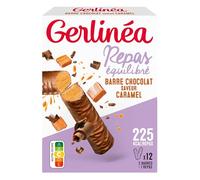GERLINÉA - Barres Repas Chocolat Caramel - Substitut de Repas Minceur Protéiné - Moins de 230 Kcal - Fabriqué en France - 12 Barres = 6 Repas, 372 g