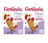 GERLINÉA - Barres Repas Complet Pomme Framboise - Substitut de Repas Minceur Protéiné - Moins de 240 Kcal - Fabriqué en France - Lot de 2 Boîtes (8 Repas)