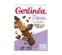 Gerlinéa - Barres Repas Saveur Chocolat - Repas Complet et Rapide - 12 barres (soit 6 repas)