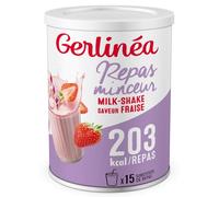 GERLINÉA - Boisson Milkshake Fraise - Substitut de Repas Minceur Riche en Protéines - Faible en Graisses Saturées - 15 Repas Facile à Préparer, 436 g
