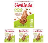 Gerlinéa - Encas Crousti Chocolat au Lait et Céréales - Gaufrette Croustillante pour un Encas Gourmand - Source de Fibres - 6 barres Crousti - 120g (Lot de 4)
