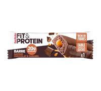 GERLINÉA Fit&Protein - Barre Protéinée enrobée de chocolat au lait, saveur chocolat caramel - 20g de protéines - Barre format unitaire 57g