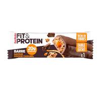 GERLINÉA Fit&Protein - Barre Protéinée enrobée de chocolat au lait - Saveur cookie caramel - 20g de protéines - Barre format unitaire 57g