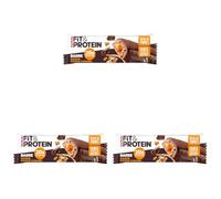 GERLINÉA Fit&Protein - Barre Protéinée enrobée de chocolat au lait - Saveur cookie caramel - 20g de protéines - Barre format unitaire 57g (Lot de 3)