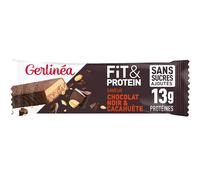 Gerlinéa Fit&Protein - Barre Protéinée saveur Cacahuète Chocolat - Sans Sucres Ajoutés - Protéines Après le Sport - 1 barre