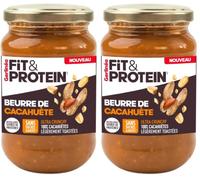 GERLINÉA Fit&Protein - Beurre de Cacahuète Crunchy - 100% Cacahuètes - Légèrement Toastées - Sans Sucres Ajoutés - Source de Protéines - 350 g (Lot de 2)