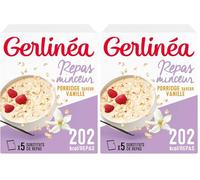 GERLINÉA - Porridge Saveur Vanille - Flocons d’Avoine Complets & Son d’Avoine - Idéal pour un Petit-Déjeuner Complet - Source de Fibres - 5 Portions - 275 g
